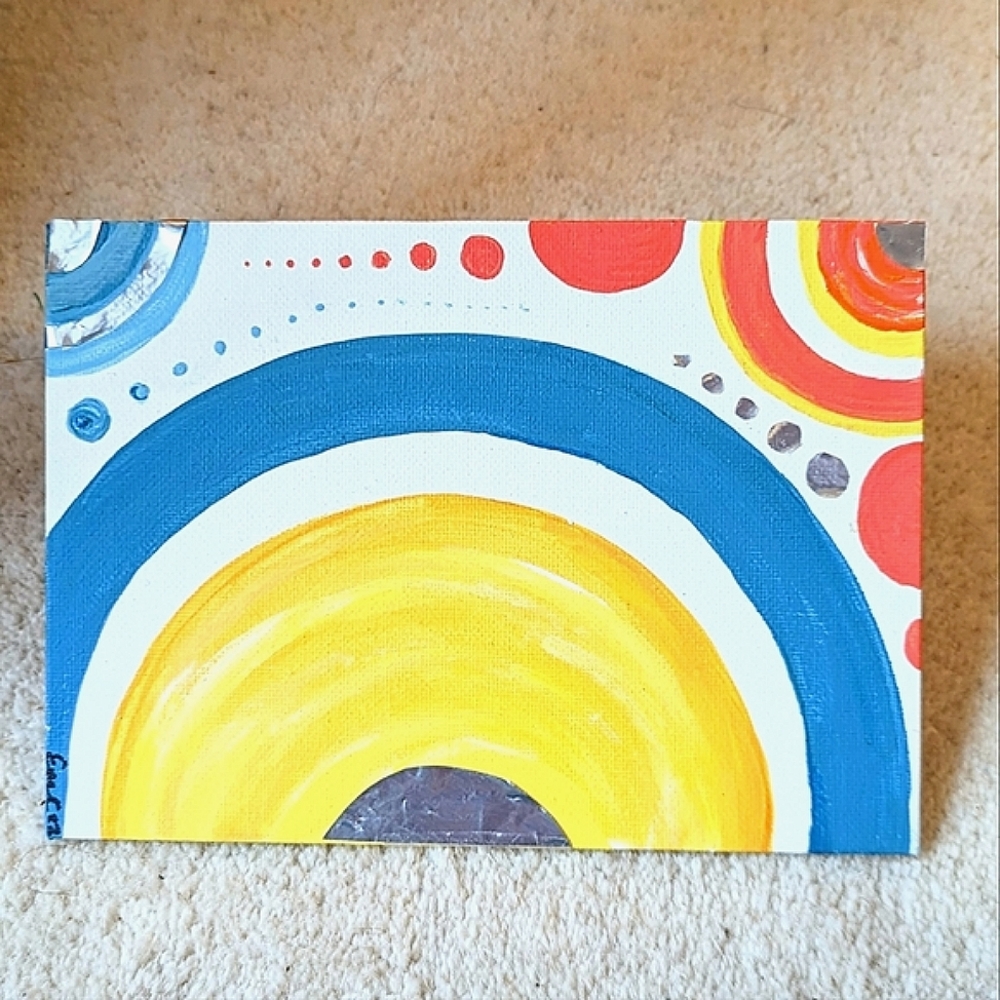 Vibrant Abstract Bubble Rainbow Painting
